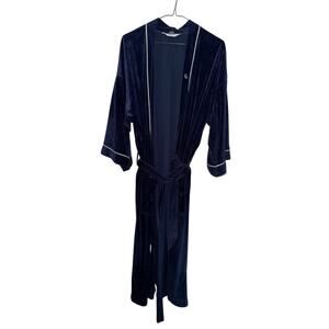 VTG Christian Dior Monsieur Robe Navy Blue Velour Made in USA Lounge Wear READ